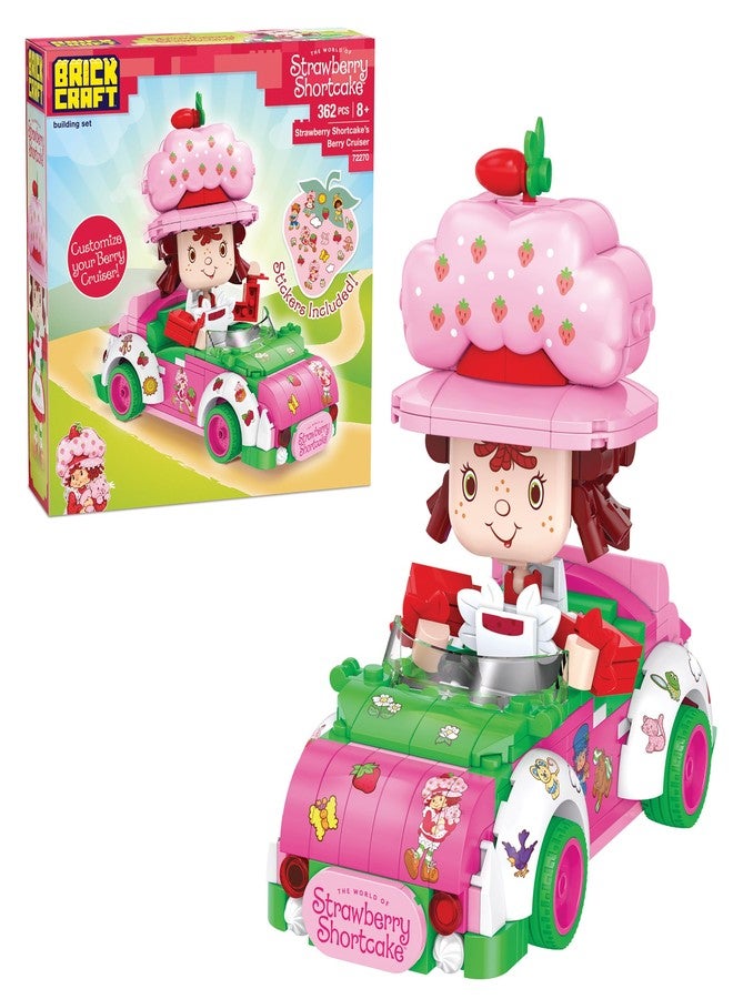 Brickcraft Strawberry Shortcake Berry Cruiser Christmas Building Kit, Festive 362-Piece Buildable Figure & Car Block Set, Classic Cartoon Collectible Holiday Xmas Toy Gift for Fans Ages 8+ & Families - Image 1